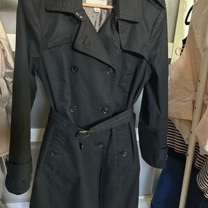 Women's Black Double-Breasted Trench Coat